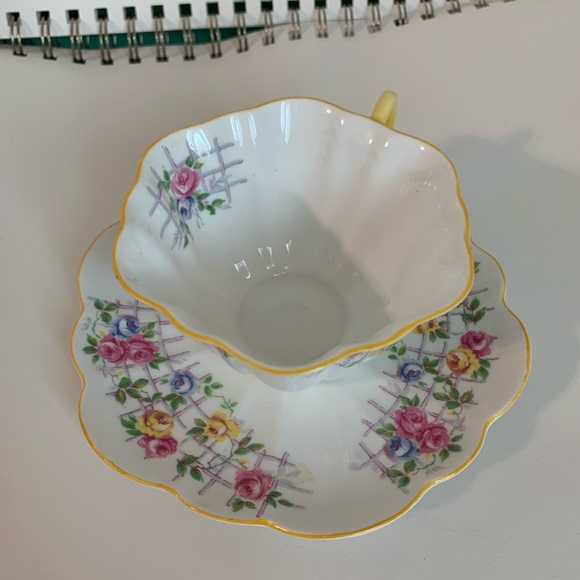 Vintage Shelley Tea Cup & Saucer Rose Trellis - Picture 5 of 11